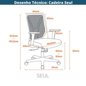 Cadeira de Escritorio NR-17 Seul Fratini Encosto em Polipropileno Preto E Base Rodizio de Nylon -8-